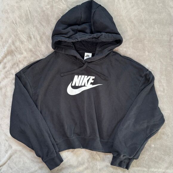 Nike Tops - Large Nike black crop hoodie